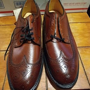 Vintage Mens Bostonian Brown Wingtip Shoes Made In USA New 9 E/C